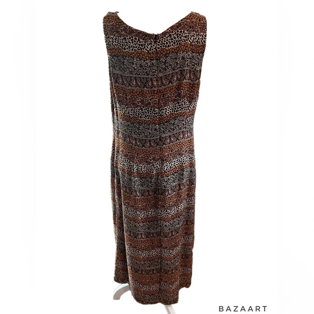 🔥🔥Studio 1 Brown Multi Print Sleeveless Sheath Dress Size 12